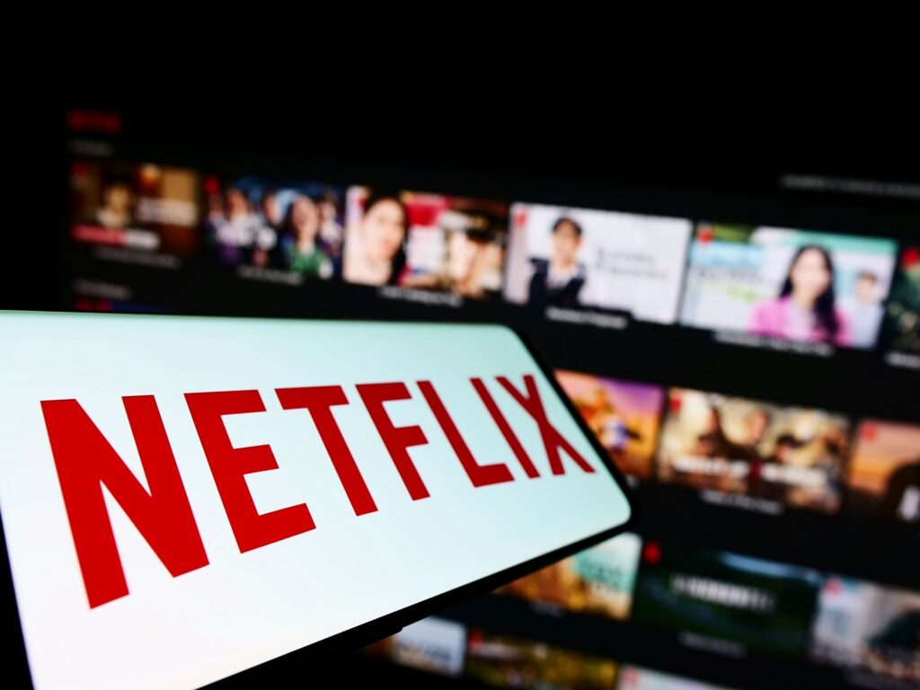 Netflix logo on electronic screen
